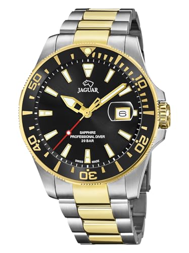 Jaguar J863/D-Orologio Da Uomo Della Collezione Executive, Cassa Da 43,5 Mm, Colore Nero, Con Cinturino In Acciaio Bicolore J863/D