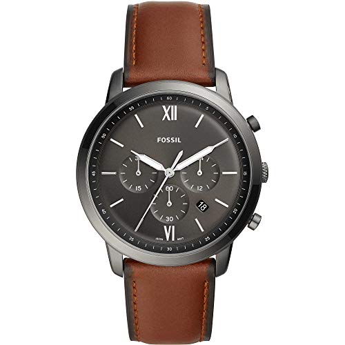Fossil Orologio Neutra Chrono Da Uomo, Movimento Cronografo Al Quarzo, Cassa In Acciaio Inossidabile Fumé Da 44 Mm Con Cinturino In Pelle, Fs5512, Mar