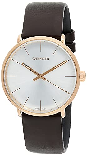 Orologio Calvin Klein Ck High Noon K8M216G6 Al Quarzo (Batteria) Acciaio Placcato Oro Rosa Quandrante Argento Cinturino Pelle