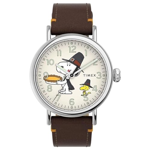 Timex Orologio Standard Peanuts Snoopy Woodstock Pilgrims Thanksgiving Tw2V60100, Beige