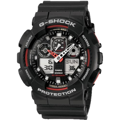 Casio G-Shock Orologio 20 Bar, Rosso/Nero, Analogico - Digitale, Uomo, Ga-100-1A4Er