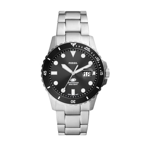 Fossil Orologio Blue Dive Da Uomo, Movimento A Tre Lancette Con Data, Acciaio Inossidabile, Cassa Da 42 Mm E Bracciale In Acciaio Inossidabile, Grigio