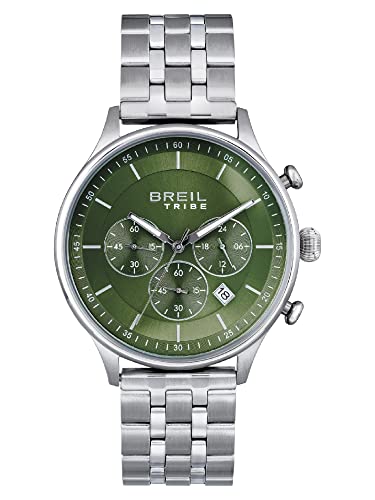 Breil Ew0641 Orologio Uomo Classy Quadrante Mono-Colore Blu Movimento Chrono Quarzo E Bracciale Acciaio Argento One Size