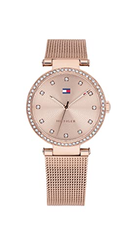 Tommy Hilfiger Orologio Analogico Al Quarzo Da Donna Con Cinturino In Maglia Metallica In Acciaio Inossidabile Colore Oro Rosa - 1782508