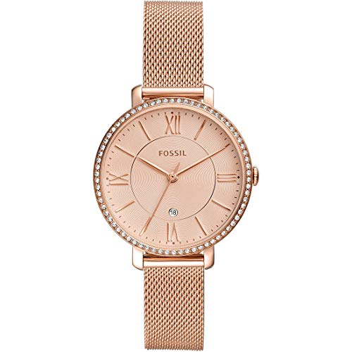 Fossil Orologio Jacqueline Da Donna, Movimento Al Quarzo, Cassa In Acciaio Inossidabile Oro Rosa 36 Mm Con Bracciale In Acciaio Inossidabile, Es4628