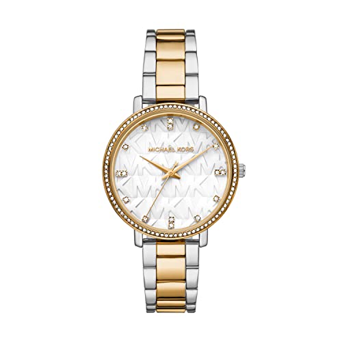 Michael Kors Orologio Pyper Da Donna, Movimento A Tre Lancette, Cassa In Lega Argentata Di 38 Mm Con Bracciale In Lega, Mk4595, Tonalità Argento E Oro