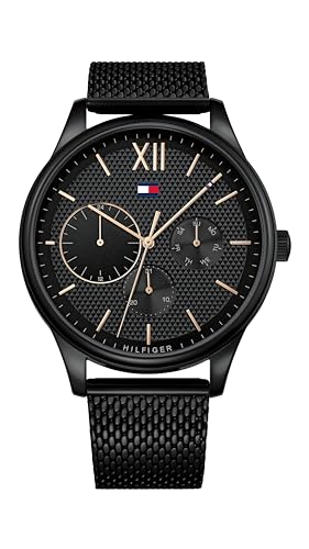 Tommy Hilfiger Orologio Analogico Multifunzione Al Quarzo Da Uomo Con Cinturino In Acciaio Inossidabile Nero - 1791420
