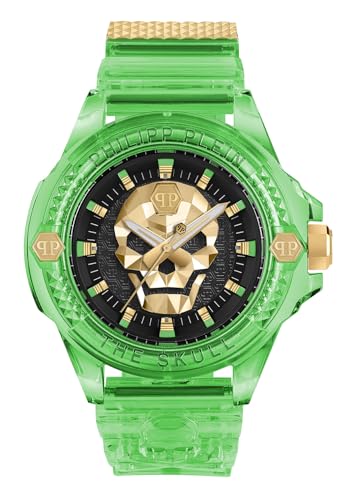 Philipp Plein Orologio Unisex Da Uomo Analogico Al Quarzo $Kull Scuba Duba Edition Silicone, Verde - Pwwaa0924