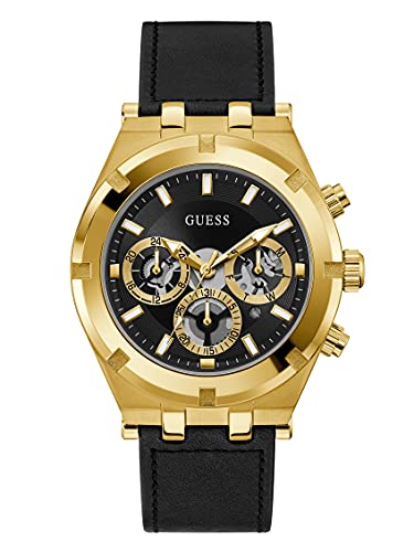 Guess Watches Continental Orologio Uomo Analogico Al Quarzo Con Cinturino In Pelle Di Vitello Gw0262G2