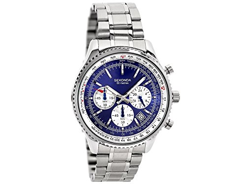 Sekonda Orologio Cronografo Da Uomo In Acciaio Inossidabile, Bracciale