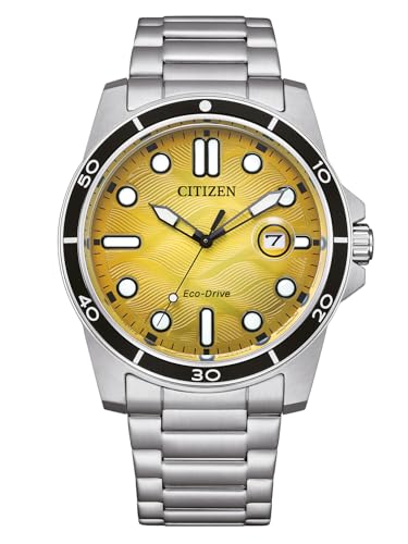 Citizen Orologio Da Uomo Marine 1810 Eco-Drive Con Quadrante Giallo Aw1816-89X
