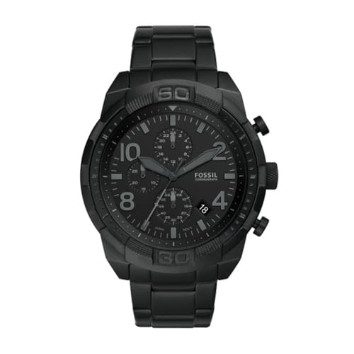 Fossil Orologio Bronson Da Uomo, Movimento Cronografo, Cassa In Acciaio Inossidabile Nero Da 50 Mm E Bracciale In Acciaio Inossidabile, Fs5712, Nero J