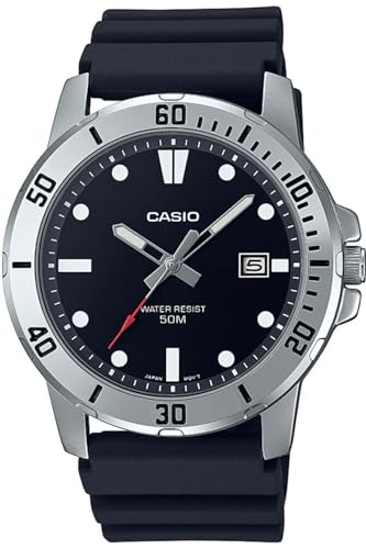 Casio Orologio Da Uomo Enticer Analogico Quadrante Nero Mtp-Vd01-1Evudf, Cinturino