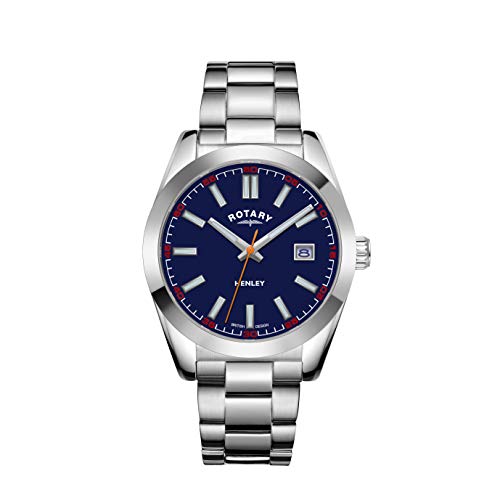 Rotary Uomo | Henley | Quadrante Nero | Bracciale In Acciaio Inossidabile Gb05180/04