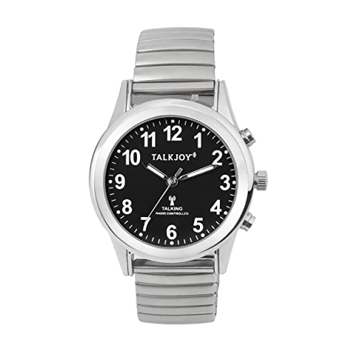 Orologio Radiocontrollato, Da Donna, Parlante, Orologio Radiocontrollato, Con Quadrante Nero, Cinturino In Metallo
