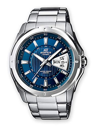 Casio Edifice Orologio, Robusta Cassa, 10 Bar, Azzurro, Uomo Con Cinturino In Acciaio Inox Ef-129D-2Avef