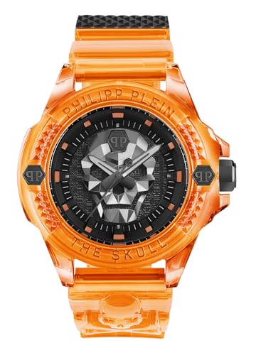 Philipp Plein Orologio Unisex Da Uomo Analogico Al Quarzo $Kull Scuba Duba Edition Silicone, Arancione - Pwwaa0824