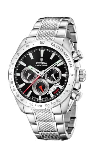 Festina Cronografo Da Uomo (44,5 Mm) Quadrante Nero/Bracciale In Acciaio Inossidabile F20668/4