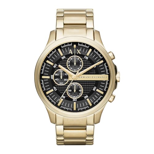 Armani Exchange Orologio Cronografo Al Quarzo Da Uomo, Cassa In Acciaio Placcato Oro Da 46 Mm E Bracciale In Acciaio, Ax2137