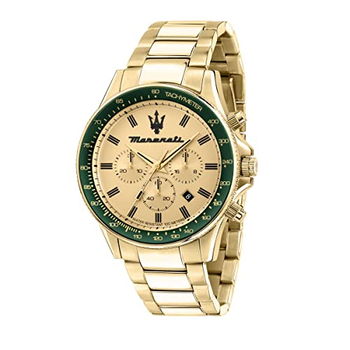 Maserati Orologio Da Uomo, Collezione Sfida, In Acciaio, Pvd Oro Giallo, Con Cinturino In Acciaio Inossidabile - R8873640005