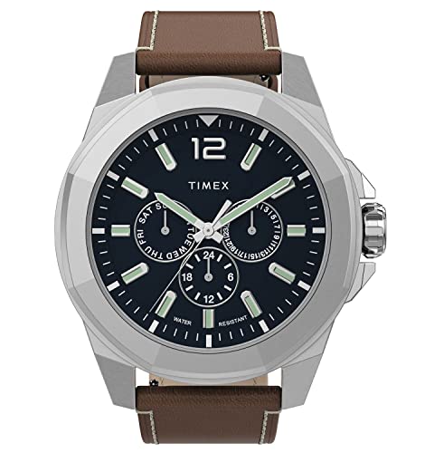Timex Orologio Quadrante Multiplo Al Quarzo Uomini Con Cinturino In Pelle Tw2U42800