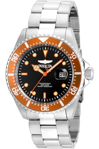 Invicta Pro Diver - Orologio Da Uomo In Acciaio Inossidabile Con Movimento Al Quarzo - 43 Mm, Argento / Arancione