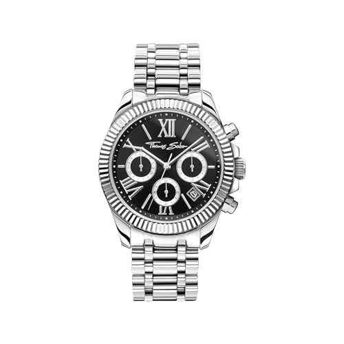 Thomas Sabo Divine Chrono (38 Mm) Quadrante Nero/Acciaio Inossidabile Wa0396-201-201-38