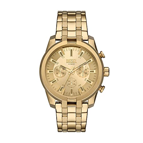 Diesel Orologio Da Uomo, Movimento Cronografo Al Quarzo, Cassa In Acciaio Inossidabile Placcato Oro Da 43 Mm Con Bracciale In Acciaio Inossidabile, Dz