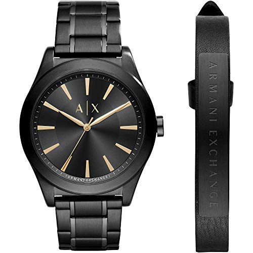 Armani Exchange Orologio A Tre Lancette Da Uomo, Cassa In Acciaio Inossidabile Nero Da 44 Mm E Bracciale In Acciaio Inossidabile, Ax7102