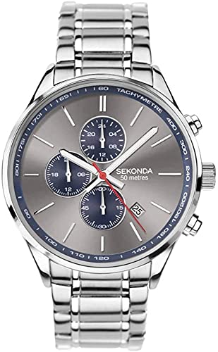 Sekonda Orologio Da Uomo Con Quadrante Grigio Cronografo 1712, Grigio, Bracciale