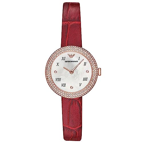 Emporio Armani Orologio Donna, Movimento A Due Lancette, Cassa In Acciaio Inossidabile Oro Rosa 30 Mm Con Cinturino In Pelle, Ar11357