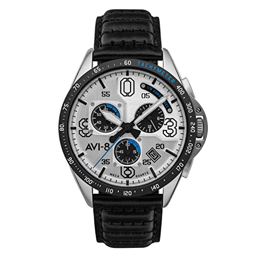 Avi-8 Mens 43Mm P-51 Mustang Blakeslee Chronograph Command Pilot Japanese Meca-Quartz Pilot Watch With Leather Strap Av-4077-01