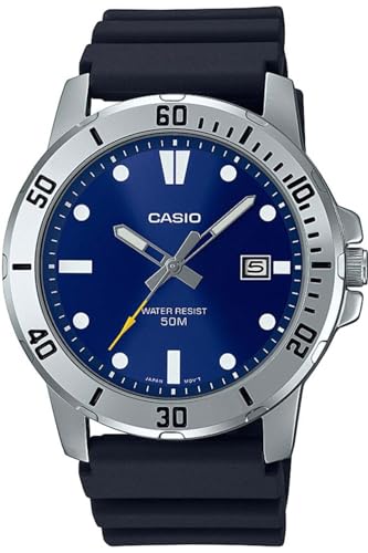 Casio Orologio Da Uomo Enticer Analogico Quadrante Blu Mtp-Vd01-2Evudf, Cinturino