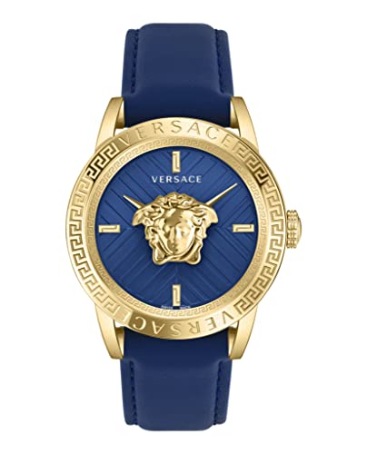 Versace V-Code Collection Orologio Da Uomo Di Lusso Con Cinturino Blu Con Cassa Dorata E Quadrante Blu, Oro, Os, Codice V