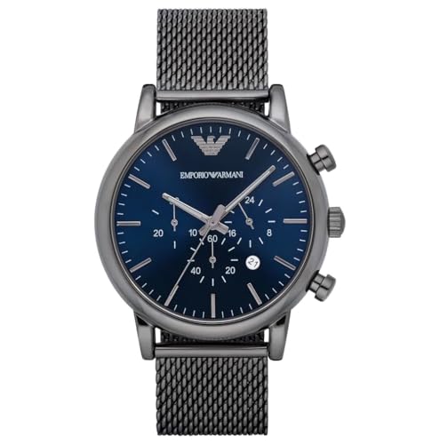 Emporio Armani Orologio Da Uomo, Movimento Cronografo, Cassa In Acciaio Inossidabile Da 46 Mm Con Bracciale In Acciaio Inossidabile, Ar1979