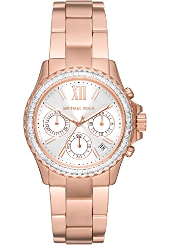 Michael Kors Orologio Everest Ladies, Movimento Cronografo, Cassa In Acciaio Inossidabile Oro Rosa 36 Mm Con Bracciale In Acciaio Inossidabile, Mk7213