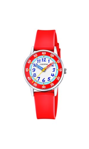 Calypso Orologio Bambini K5826/4 Digitana Cassa Di Acciaio Inossidabile 316L Silver Cinturino In Gomma Rosso