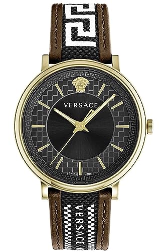 Versace Orologio Analogico Al Quarzo Uomo Con Cinturino In Pelle Ve5A01721