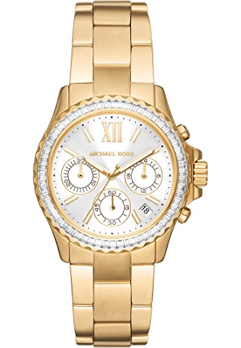 Michael Kors Orologio Everest Ladies, Movimento Cronografo, Cassa In Acciaio Inossidabile Dorata Da 36 Mm Con Bracciale In Acciaio Inossidabile, Mk721