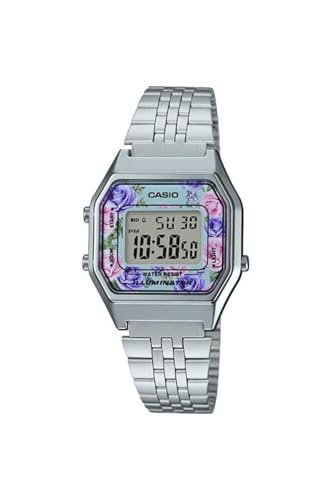 Casio La680Wa-2C Women'S Vintage Floral Dial Alarm Chronograph Digital Watch