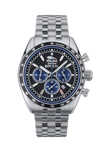 Breil Orologio Uomo Polizia Di Stato Quadrante Bi-Colore Grigio Movimento Chrono Quarzo E Bracciale Acciaio Argento Tw2036