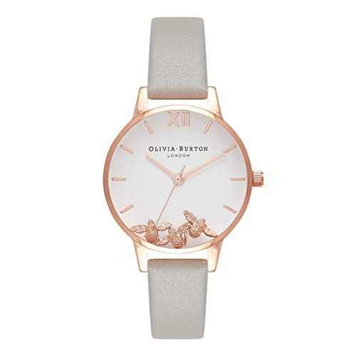Olivia Burton Orologio Analogico Al Quarzo Da Donna Con Cinturino In Pelle Grigio - Ob16Ch03