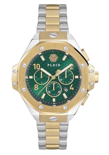 Philipp Plein Orologio Analogico Al Quarzo Plein Chrono Royal Da Uomo, 46 Mm, In Acciaio Inox, Bicolore/Bicolore/Verde - Pwpra0324