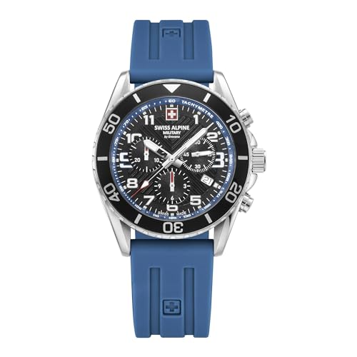 Swiss Alpine Military Orologio Da Uomo Cronografo Analogico Al Quarzo 7029.9 Silicone, Acciaio/Silicone/Sw-Blu - 9835Sam