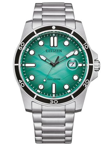 Citizen Aw1816-89L - Orologio Da Uomo Eco-Drive Solar Con Cinturino In Acciaio Inox, Colore: Argento/Turchese