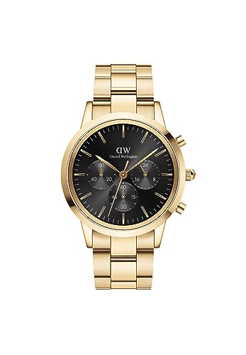 Daniel Wellington Orologio Iconic Uomo, 42Mm Orologio Da Uomo, Dw Classico Acciaio Inox (316L) Oro Orologio Uomo