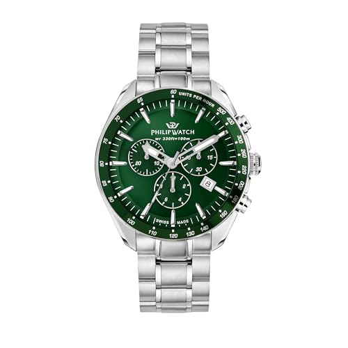 Philip Watch Orologio Uomo, Cronografo, Analogico, Cinturino In Acciaio, Collezione Blaze - R8273995019