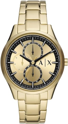 Armani Exchange Orologio Uomo, Movimento Al Quarzo Multifunzione, Cassa In Acciaio Inox Oro 42 Mm Con Bracciale In Acciaio Inox, Ax1866