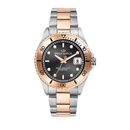 Philip Watch Caribe Orologio Uomo Tempo E Data In Acciaio, Pvd Oro Rosa - R8253597047