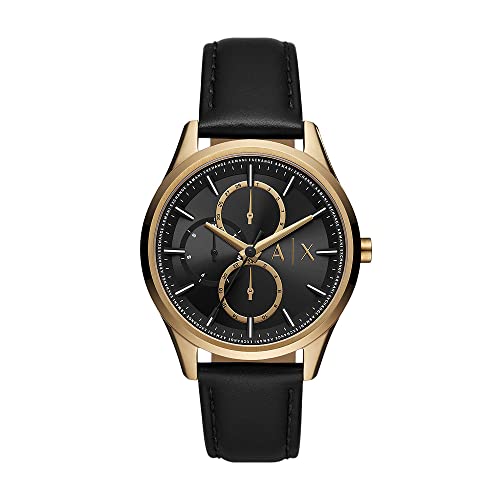 Armani Exchange Orologio Da Uomo, Movimento Al Quarzo Multifunzione, Cassa In Acciaio Inossidabile Nero Da 42 Mm Con Cinturino In Pelle, Ax1869
